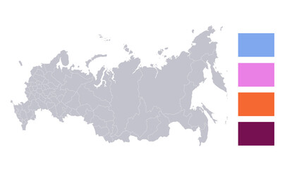 Infographics of Russia map, individual regions blank