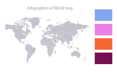 Fototapeta na wymiar Infographics of world map, individual states blank