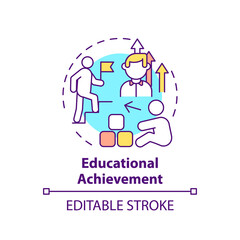 Fototapeta na wymiar Educational achievement concept icon. Success in studies. From small child to adult. Early childhood development idea thin line illustration. Vector isolated outline RGB color drawing. Editable stroke