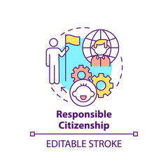 Responsible citizenship concept icon. Education for children. Community member. Early childhood development idea thin line illustration. Vector isolated outline RGB color drawing. Editable stroke
