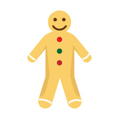Isolated christmas gingerbread icon with a smiley face. Vector illustration