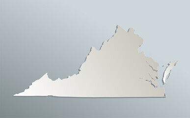 Virginia map, blue white card paper 3D blank