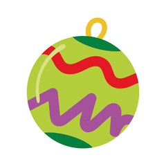 Isolated christmas ball icon with stripes. Vector illustration