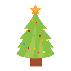 Isolated decorated christmas tree. Pine tree icon - Vector