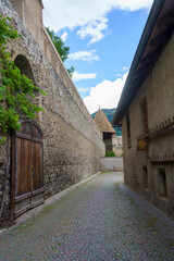 Glorenza, historic village in Venosta valley. Walls