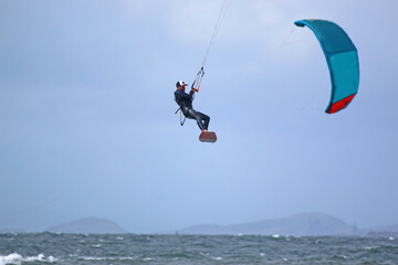kitesurfer riding at Troon, Scotland