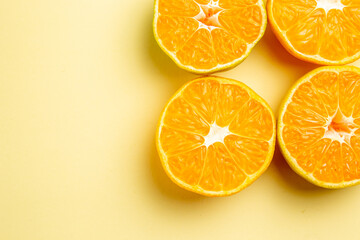top view fresh tangerine slices on white background fresh color fruit citrus photo