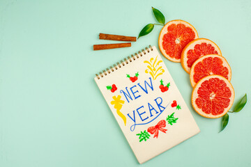 top view tasty fresh grapefruits with cinnamon on light-blue background fruit diet color fresh new year