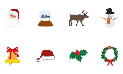 Set of christmas icons. Christmas season. Vector illustration