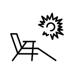 Sun lounger icon. Tourism vacation symbol. Travel stock illustration. isolated on white background. Vector eps10