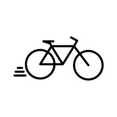 Fototapeta premium Bicycle in motion icon. Tourism vacation symbol. Travel stock illustration. isolated on white background. Vector eps10