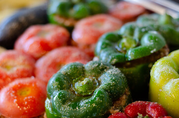 red and green peppers on a plate