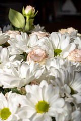 Bouquet of flowers. Flower. Roses and daisies. Petals. Close-up