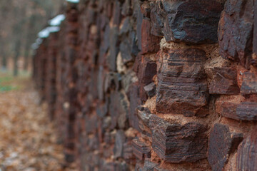 The old red stone wall 