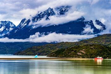 Snow Mountains Grey Glacier Torres del Paine National Park Chile
