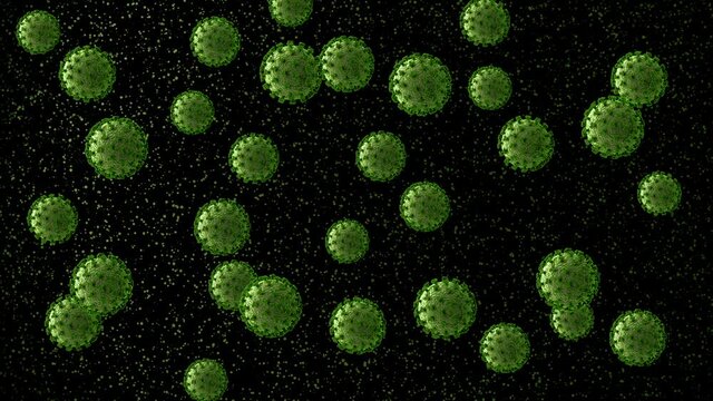 Coronavirus. 3D animation. Many viruses are in the air
