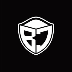 BC Logo monogram shield shape with outline rounded design template