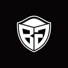 BG Logo monogram shield shape with outline rounded design template