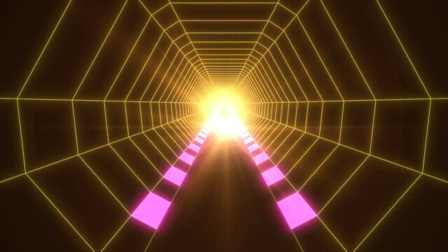 90 grids neon tunnel cyberpunk retro fake 3d game 4k