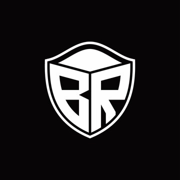 recommend clip art: BR Logo monogram shield shape with outline rounded design template
