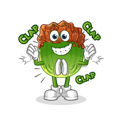 lettuce with bulgogi sauce applause illustration. character vector