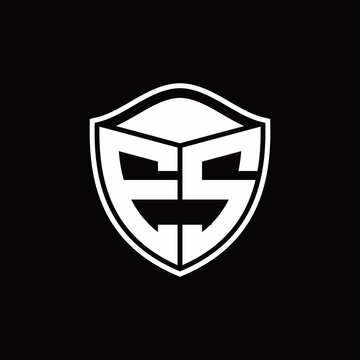 recommend clip art: ES Logo monogram shield shape with outline rounded design template