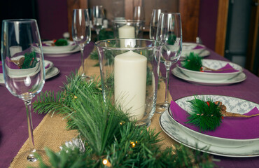 
Homemade decoration for the Christmas table.
Conceptual of christmas, traditional holidays, family time