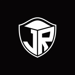 JR Logo monogram shield shape with outline rounded design template
