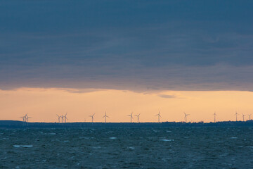 sunset in the sea wind electricity