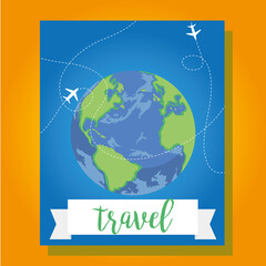 travel airplanes around world vector design