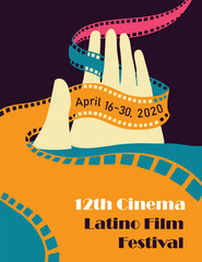 Latino film cinema festival poster. Vector template.