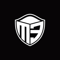 ME Logo monogram shield shape with outline rounded design template