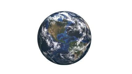 3D rendered illustration of a globe with a simulated atmosphere. On white background