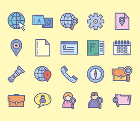 Digital marketing icons group vector design