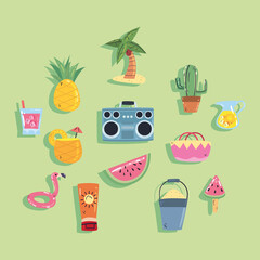 Summer icon set vector design