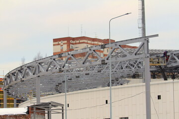 Metal steel structure for construction and renovation above the building wall