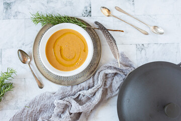 Butternut Squash Soup Closeup Dinner