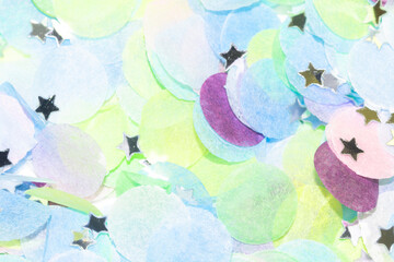colorful paper confetti with silver star confetti