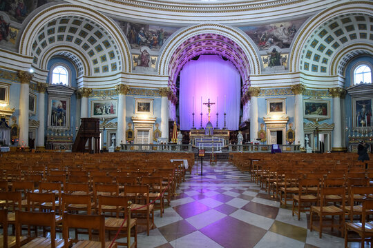 Mosta, Malta. Church of the Assumption of Our Lady known as Rotunda of Mosta the third largest church in Europe	
