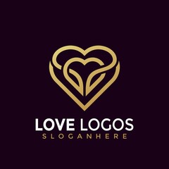 Gold Love Beauty Fashion Modern Logo Design Vector Illustration