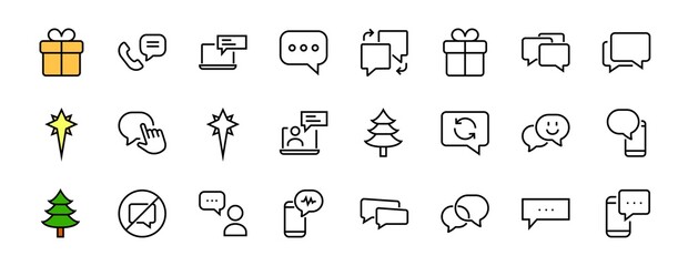 Simple set of message line vector line icons. contains icons such as conversation, SMS, notifications, group chat, and more. Editable stroke. 48x48 pixels perfect, white background