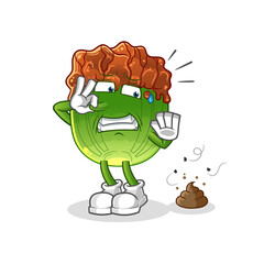 lettuce with bulgogi sauce with stinky waste illustration. character vector