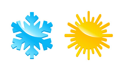 Weather or climate control - sun and snowflake