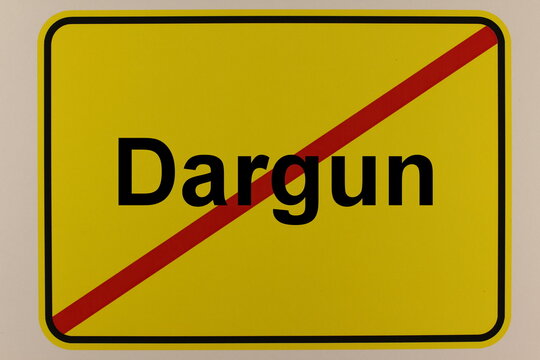 Illustration eines Stadtausgangsschildes der Stadt Dargun