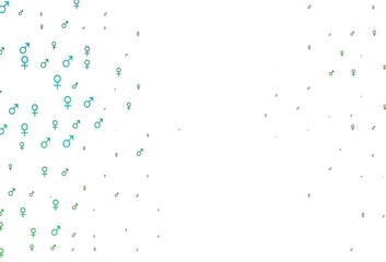 Light blue, green vector backdrop with gender signs.