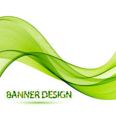 Abstract vector background, green flow waved lines for brochure, website, flyer design. Transparent smooth wave