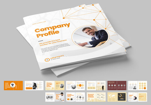 Company Profile Brochure Layout with Abstract Low Poly Line Elements