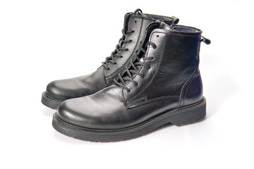 Closeup of beautiful and comfortable winter men's shoes from isolated on white background.