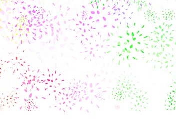 Light Pink, Green vector doodle pattern with leaves.