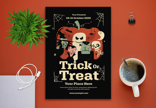 Trick or Treat Party Flyer Layout